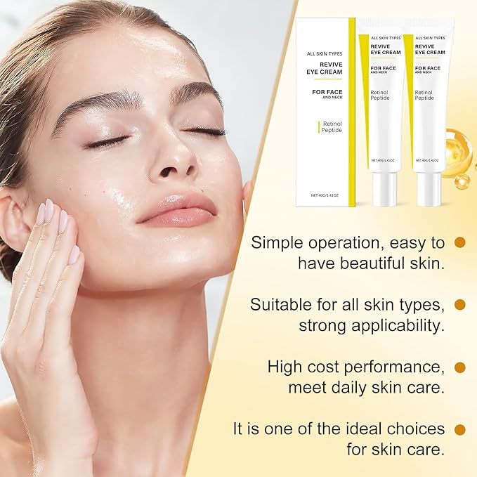 2PCS Revive Eye Cream,Revive Eye Cream with Retinol Peptide,Reduces Wrinkles Firming & Hydrating EyeCream for All Skin Types