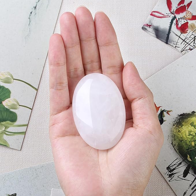 DUQGUHO Clear Quartz Crystal Palm Stone 2.4'' White Healing Crystals Natural Gemstone Worry Stone Energy Balancing Polished Stones Blessing Gifts Boho Pocket Stone 1PCS