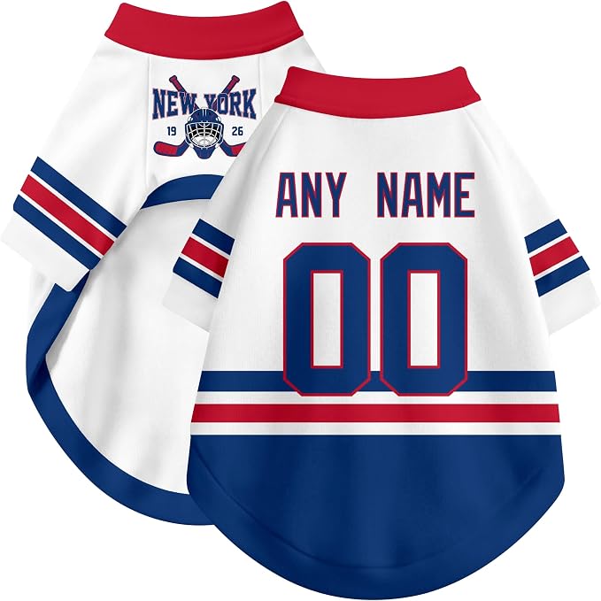 New York R Dog Clothes Personalized Pet T Shirt for Dogs Gift | Custom Name Number Jersey Style Pet Shirt for Dog
