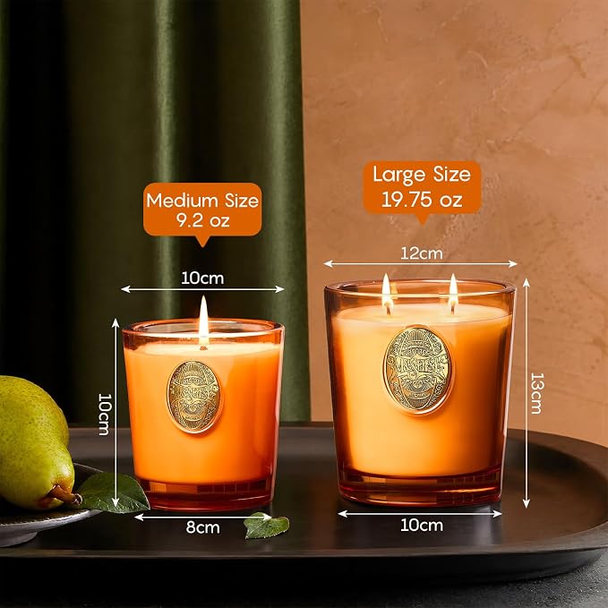 M&SENSE Large Two-Wick Soy Candle | Noir Air& Neon Orange | 19.8 oz, 120H Burn Time | Luxury Scented Candle for Relaxation, Gifting, Home Décor | Ideal for Bedroom, Office, Party Ambiance