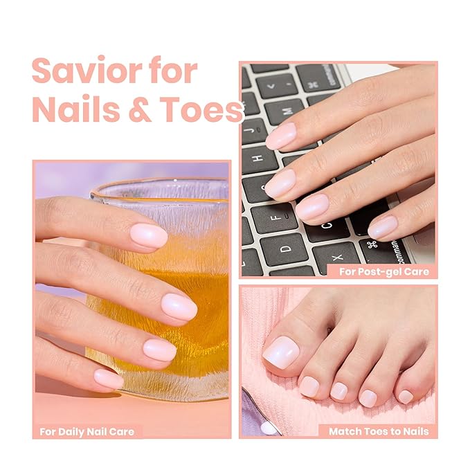 Beetles Nail Polish - Nude Nail Polish Glossy Nail Lacquer Nail Concealer Fast Dry Quick Shimmer Blue Nail Strengthener and Growth Treatment for Thin and Damaged Nails,0.51 FL OZ