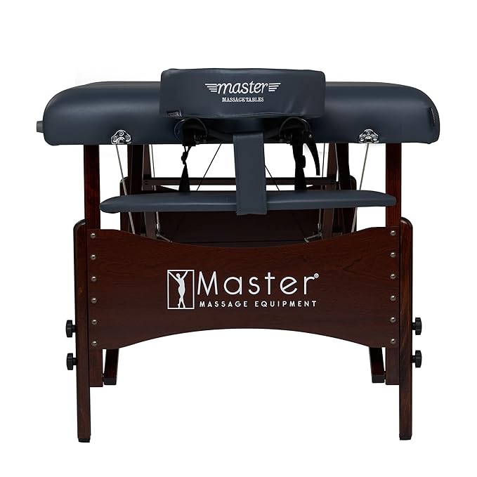 Master Massage Newport Royal Blue 30" Professional Portable Massage Table Package in Black with Ambient Lighting System