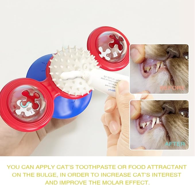 Interactive Cat Toys & Treat Dispenser with Catnip Ball (Aqua)