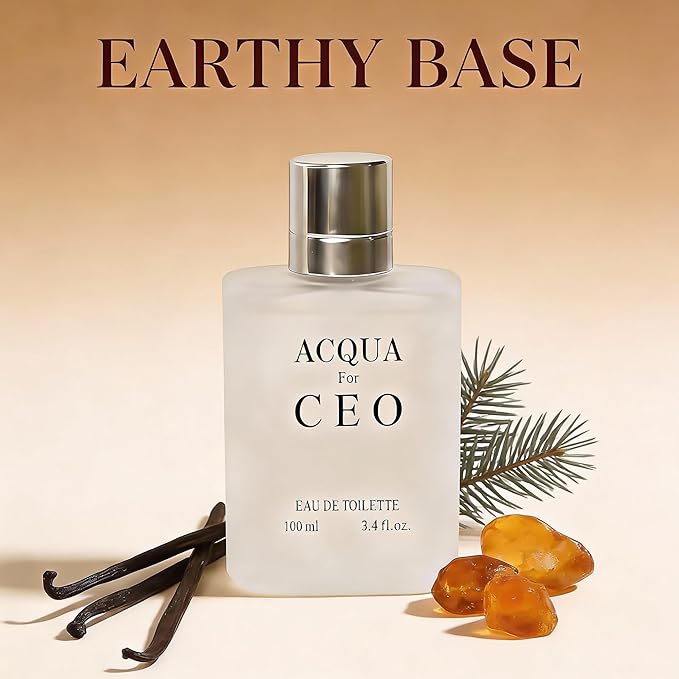 A CENTER Men's Cologne Gift Set 4 Pack(Aqua Deep Blue,Priv,CEO,Black CEO) - 3.4 Fl Oz Each | Vanilla Bourbon, Leather & Amber Floral Fragrance | Luxury Eau de Toilette Quartet