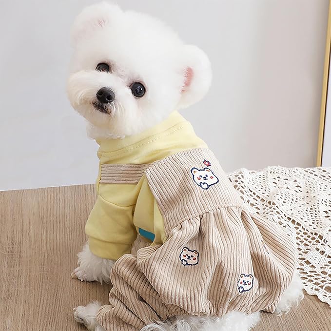 Dog Stylish Overalls Comfortable Puppy One Piece Outfits Summer Bib Overalls for Small Dogs Cute Pet Onesie Jumpsuit Chihuahua Yorkies Birthday Holiday Clothes Cat Costume