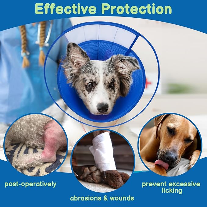 BARKLESS Transparent Dog Cone to Stop Licking Wounds, Soft E Collar, XL