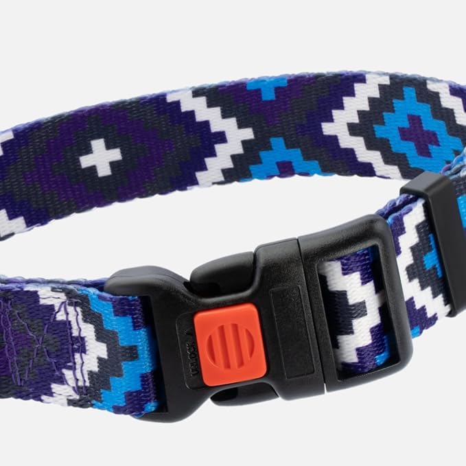 CollarDirect Aztec Dog Collar Adjustable Nylon Tribal Pattern Geometric Pet Collars for Dogs Small Medium Large Puppy (Ethnic Teal, Neck Fit 12"-16"