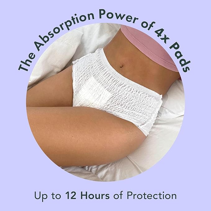 Rael Disposable Underwear for Women, Organic Cotton Cover - Postpartum Essentials, Leak Locker, Unscented, Maximum Coverage (Size S-M, 20 Count)