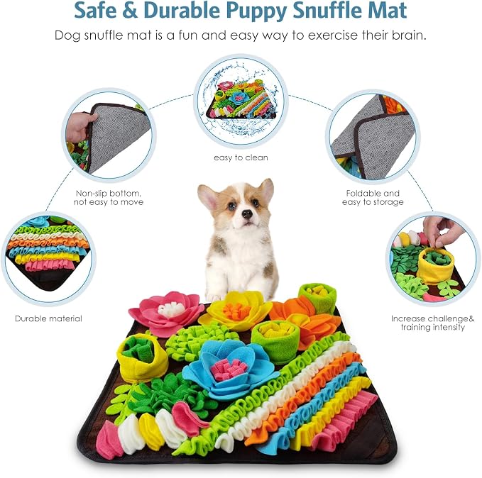 Snuffle Mat for Dogs, 15.4 Inch Wool, Small/Medium Pet Foraging Toy
