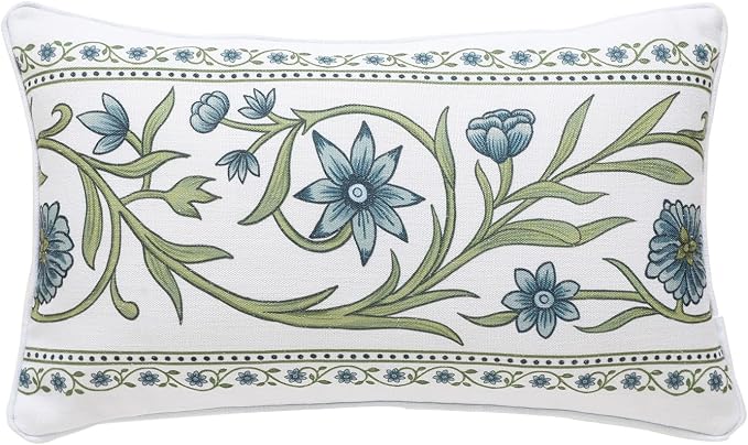 Designer Vintage Linen Throw Pillow Cover,18"x18"-Mosella D | French Elegant Square Decor Pillow Cover,Concealed Zipper Design,Floral Pattern,Sofa,Bedroom,Living Room,Lounge Chairs