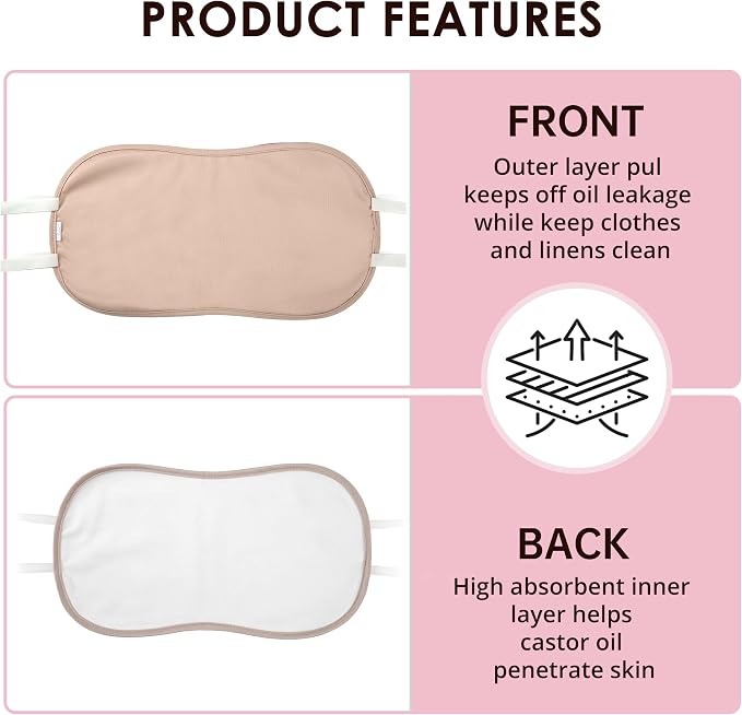 wegreeco Kids Castor Oil Pack Wrap, Reusable Kids Castor Oil Packs for Liver Stomach, Machine Washable Anti Oil Leak 1Pc with Adjustable Strap Rose Gold (Oil Not Included)