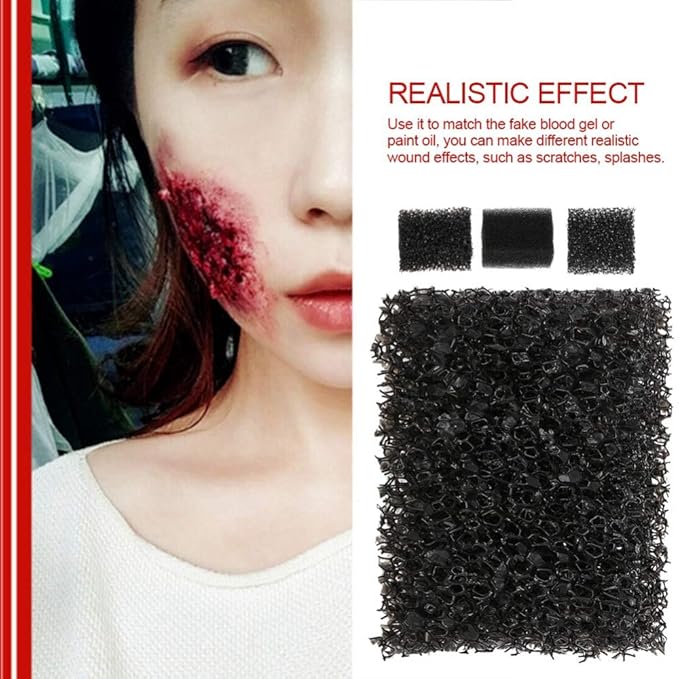 MEICOLY Stipple Sponge Halloween Bruise Makeup,SFX Blood Scar Stubble Wound Cosplay,Art Shaping Special Effects,3pcs,Black