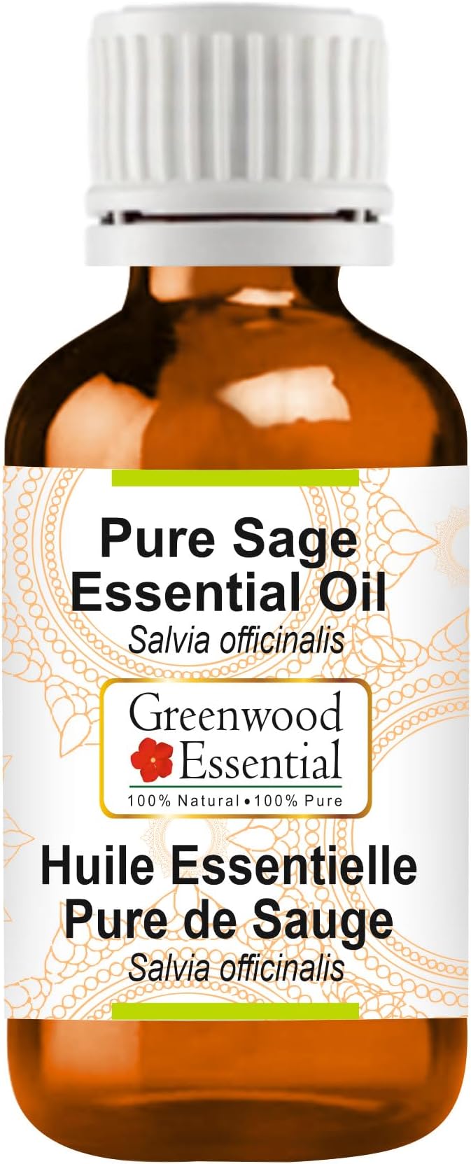 Greenwood Essential Pure Sage Essential Oil (Salvia officinalis) Steam Distilled 30ml (1.01 oz)