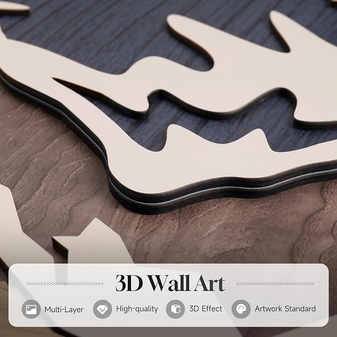 Framed Wood 3D Mountain Textured Wall Art for Living Room, Set of 3 Farmhouse Modern Wood Artwork for Walls, Large Mountain Forest Landscape Wall Art Decor for Home Office Bedroom Hallway, 20x30 Inch