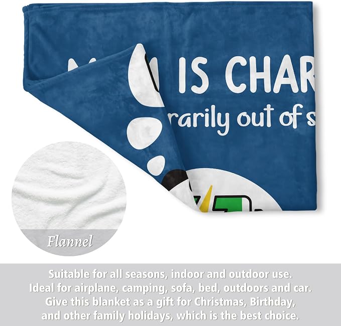 Craftique Mom Birthday Gifts, Funny Gifts for Mom- Mom's Charging Blanket | Mom Gifts for Women from Daughter Son Husband, Super Soft Blanket Throw for Napping Travel, 60”×50”
