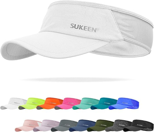 Sukeen Lightweight Sports Sun Visor Hat for Men Women | Packable, breathable, quick-dry, UPF50+ cooling visor hat, stretch fit, for running, tennis, golf, pickleball, softball