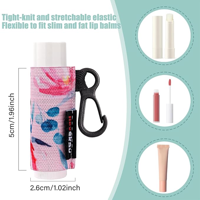 HEYSKAY 8PCS Lip Balm Keychain Holder Compatible with Chapstick, Stocking Stuffers Gifts Keychain Lip Gloss Holder Key Chain Lipstick Holder Sleeves