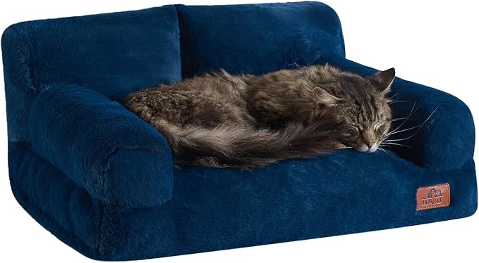 Hollypet Small Dog Large Cat Bed Puppy Couch Beds for Pets up to 25 lbs | Fluffy Dog Cat Couch Plush Soft Warming Pets Beds with Machine Washable Cover and Non-Slip Bottom