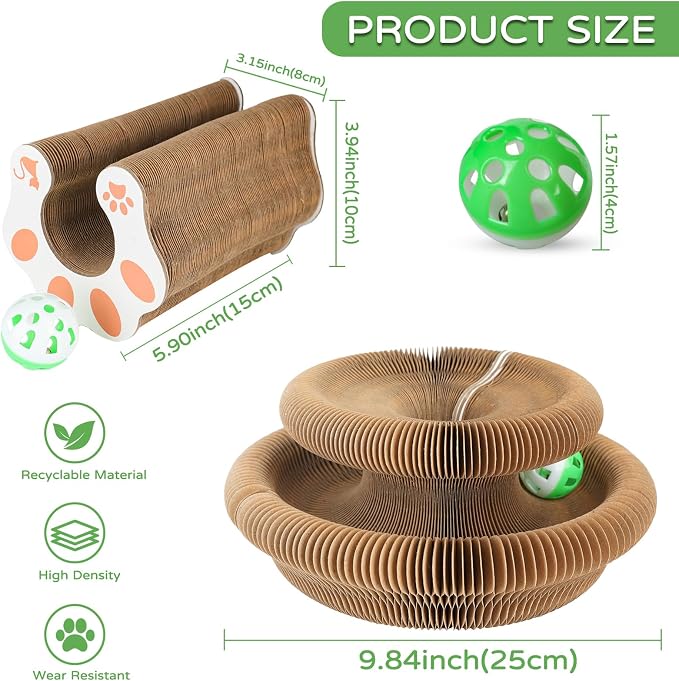 Goosheep 2 Pack Kitty Kurlz Interactive Cat Toy, Cardboard Scratching Post