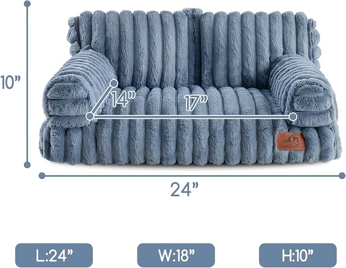 Hollypet Small Dog Large Cat Bed Puppy Couch Beds for Pets up to 25 lbs | Fluffy Dog Cat Couch Plush Soft Warming Pets Beds with Machine Washable Cover and Non-Slip Bottom