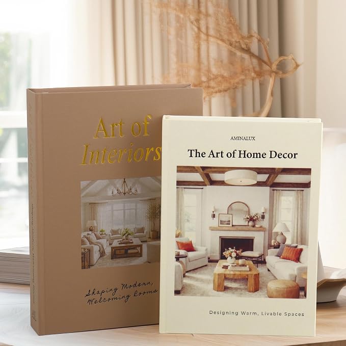 Decorative Books for Home Decor with Storage – Set of 2 Faux Linen Book Boxes with Aesthetic Covers – Enhance Your Coffee Table, Bookshelf Decor – Hidden Storage for Photos, Keepsakes, and Jewelry