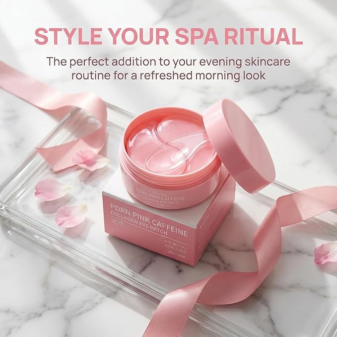 PDRN Pink Caffeine Collagen Eye Patch for Night CareㅣFuller-Looking Eye Area, Under-Eye Puffiness, Dark Circles Care for Smooth, Radiant & Youthful-Looking | Korean Skincare, K-Beauty (2PC)