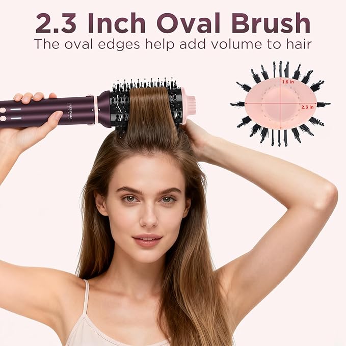 7-in-1 Hot Air Styler, PARWIN PRO BEAUTY Dual Voltage MaxAIR 2.0 Multi-Styler Set, 110,000RPM High Speed Hair Dryer Brush with Air Hair Straightener, 1.1 Inch Auto-Wrap Curlers, Jasper Plum