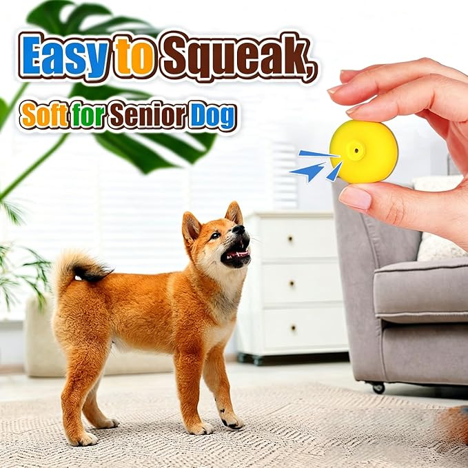 Squeaky Dog Toys for Small Dogs, Mini Breeds, 2.2" Flat Latex Ball