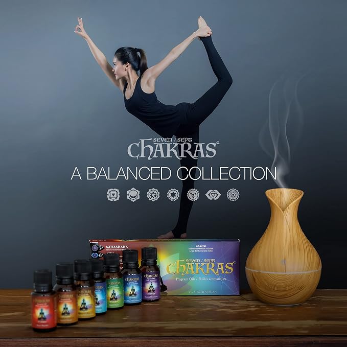 Chakras Relaxation Essential Oils Set of 7 - Concentrated Natural Oils for Diffuser, Massage, Reflection, Meditation, Environmental Scenting and Energy Work