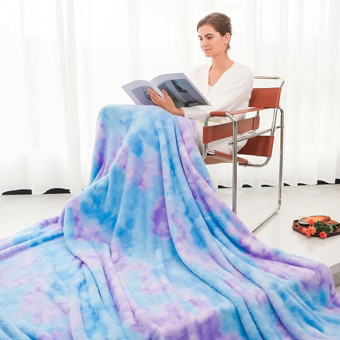 MUGD Lightweight Blanket Fleece Large Blanket Blue Throw Blanket for Bed Queen Size