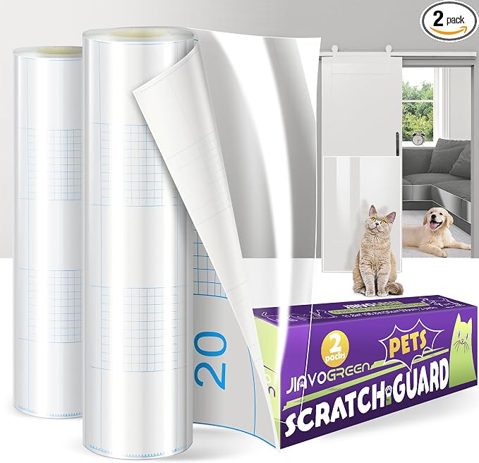 JINVOGREEN Cat Scratch Furniture Protector, 2 Pack, 196.8 x 11.8 in | Thickened Transparent Self-Adhesive Couch Protectors Designed to Help Shield Furniture from Cat Claws and Scratching