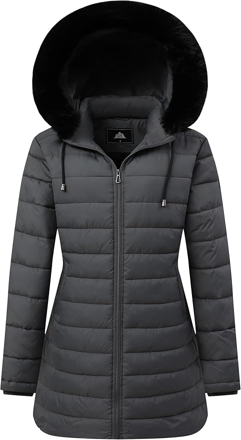 GOLDLADIES Women's Waterproof Long Down Jacket,Warm Winter Hooded Puffer Coat Thickened for Hiking Outdoor
