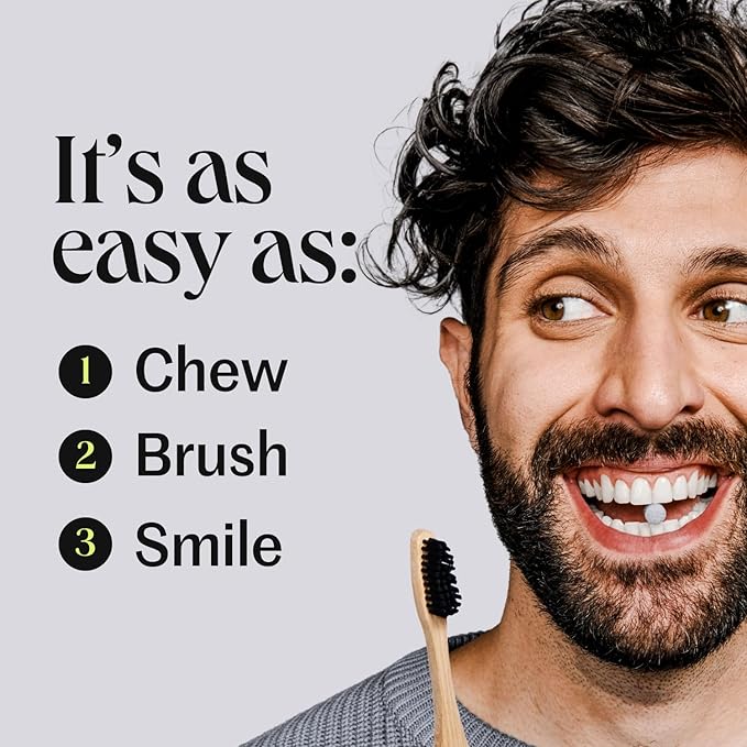 Bite Whitening Toothpaste Tablets – 2 Months – Fluoride Free, Nano Hydroxyapatite + Xylitol, Mint Charcoal– Vegan, Cruelty-Free, Made in USA, Sensitive Teeth, Travel Size, (2 Bottles, 124 Tabs)