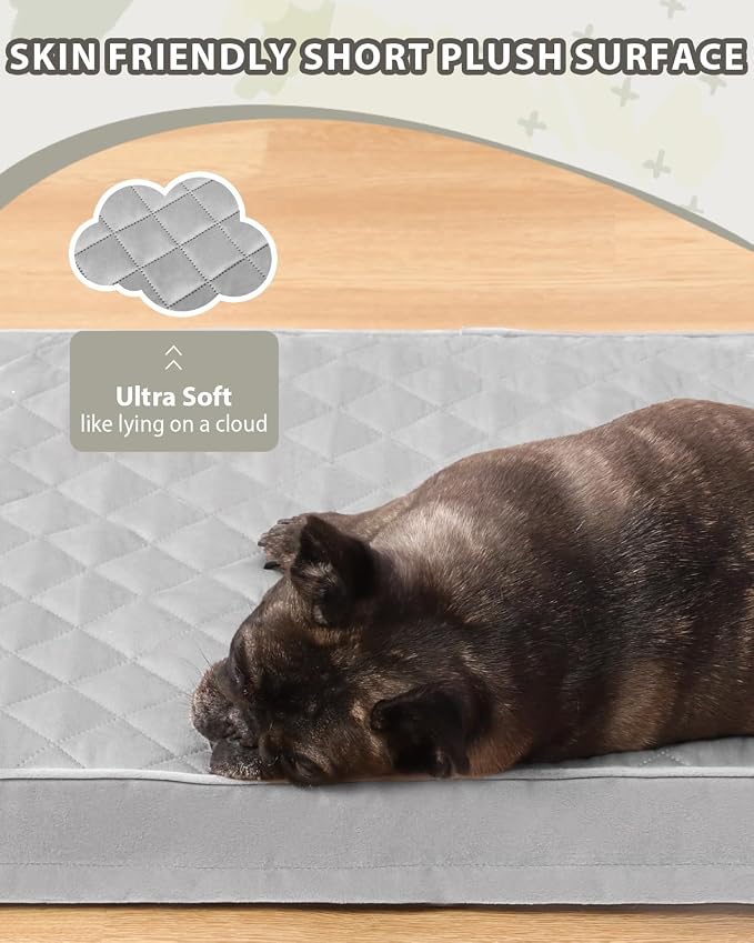 NUPIDA Orthopedic Medium Dog Bed for Crate with Washable Cover, 29x18 | Egg-Crate Foam, Cozy Velvet Pet Mattress, TPU Waterproof Layer, Flat Kennel Pad, Comfy Support, Non-Slip Bottom