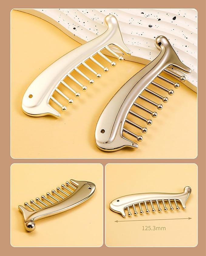 Manual Head Massager Scalp Comb,Protable Stainless Steel Gua Sha Facial Tool，Trigger Point Massager Tool for Foot Hand Back