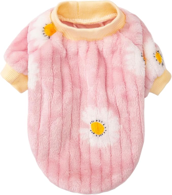 FabriCastle Small Dog Sweaters, 3-Pack Dog Clothes, Soft and Warm Pet Jackets for XXS XS S Dogs Girl & Cats, Winter Pet Apparel Costumes, Puppy Outfits for Christmas (Pink,Violet,Yellow, XX-Small)
