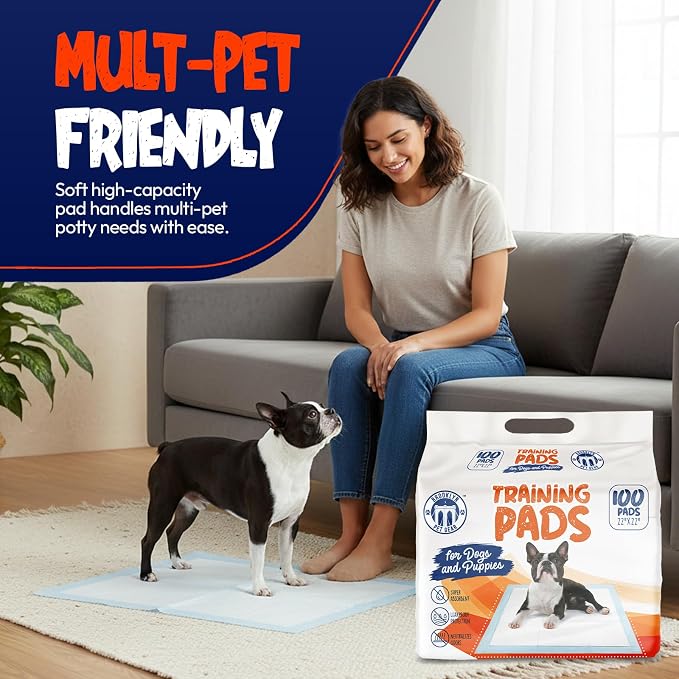 BPG Ultra Absorbent Pet & Puppy Pads – 100 Count 22"x22" Pee Pads for Dogs, Disposable Leak Proof Dog Training Pads, Quick Drying Underpads, Puppy Essentials for House Training - Brooklyn Pet Gear