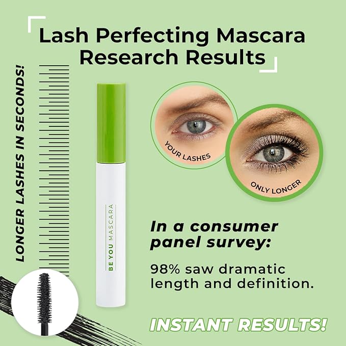 MAGIC BLACK | BE YOU MASCARA The Original Lash Perfecting and Extension Mascara. Fiber & Flake Free, Buildable Gel. Instantly Prime, Perfect, Define, Lengthen, Strengthen. Vegan & Cruelty Free.