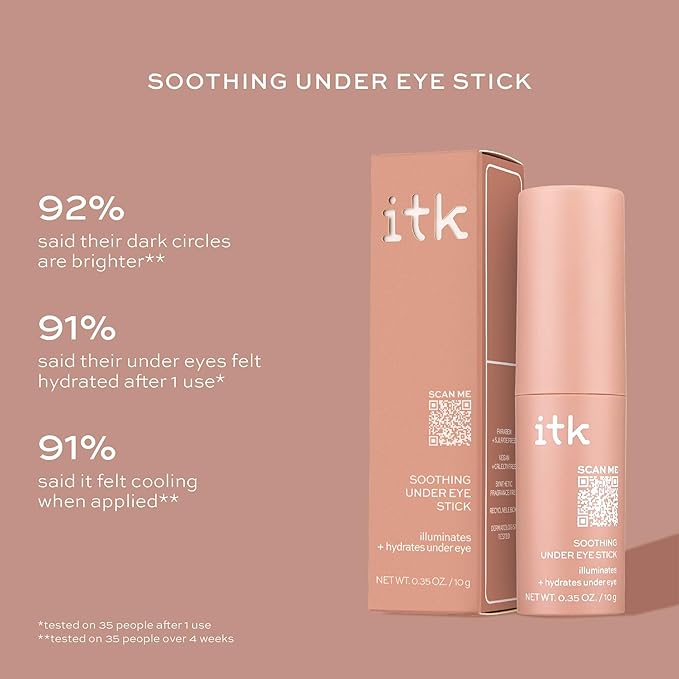 ITK Skincare Caffeine + Aloe Vera Under Eye Stick Face Moisturizer for Fine Line & Wrinkle Repair - Travel Size - Anti Aging Dark Circle Under Eye Balm Treatment Stick - Soothes Puffy Eyes & Redness