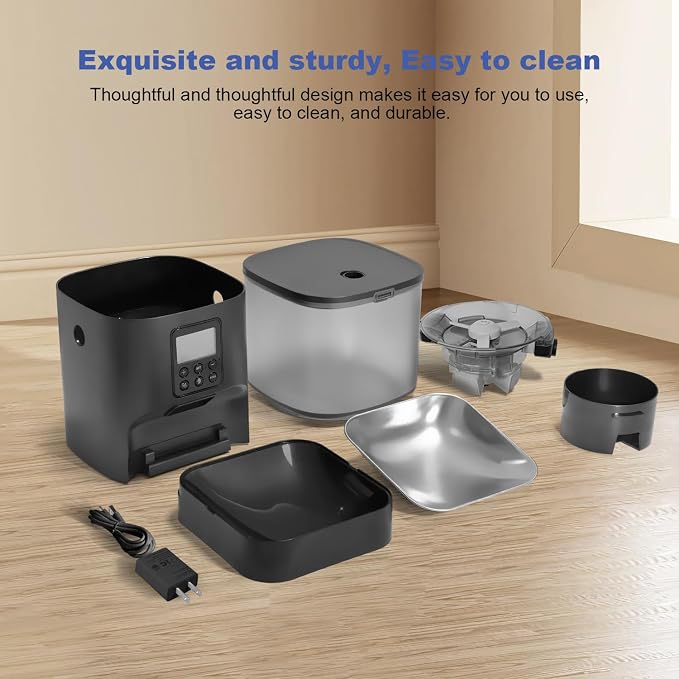 Automatic Cat Feeder, Cat Food Dispenser with 10s Voice Recorder, Pet Feeder up to 8 Meals per Day, Timed Feeder with Dry Food Sealed Ring