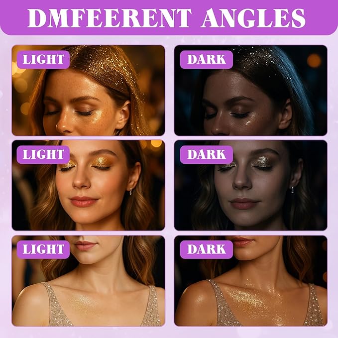 Body Glitter Gel, Sequins Shimmer Liquid Eyeshadow, Mermaid Sequins Liquid Holographic Glitter, Roll-on Holographic Body Glitter Gel for Body, Face, Hair and Lip(8# Gold)