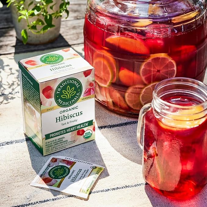 Traditional Medicinals Organic, Hibiscus Tea - Supports Normal Heart Health & Cardiovascular Wellness - Kosher, Non-GMO, Caffeine-Free, Compostable - 16 Tea Bags (Pack of 2)
