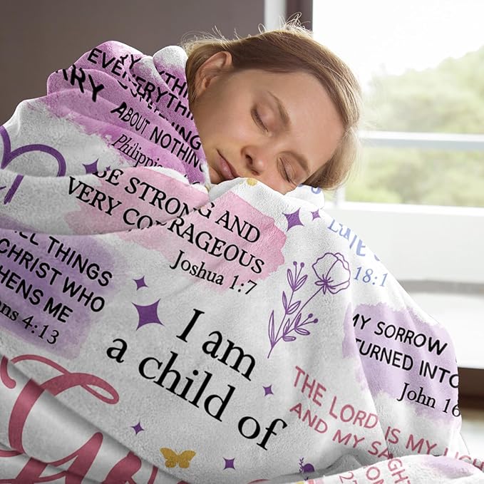 Baptism Gifts for Girl, Christian Blanket, Teen Girl Gifts Trendy Stuff | Christian Birthday Gifts for Teen Girls, Women, I Am a Child of God Blanket, First Communion Gifts for Girls(80 * 60)