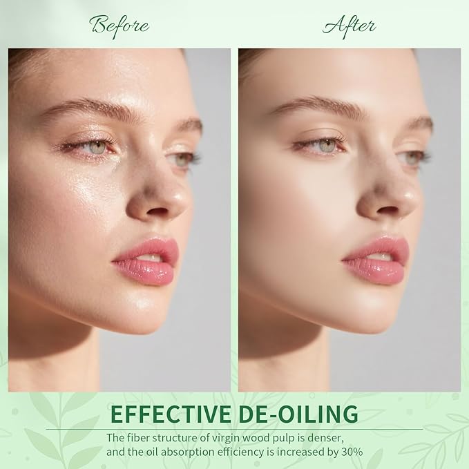 Oil Blotting Sheets for Face, DUcare 3 Roll Green Tea Blotting Paper For Oily Skin, Oil Absorbing Sheets For Face 5M+10M Replacement