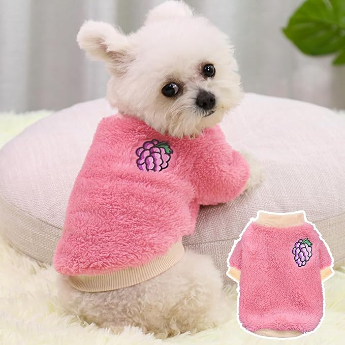 2 Pieces Small Dog Sweater Winter Warm Doggie Sweaters for Small Dogs Like Chihuahua Yorkie Girl Puppy Coat Thick Fleece Pet Clothes Clothing (Large)