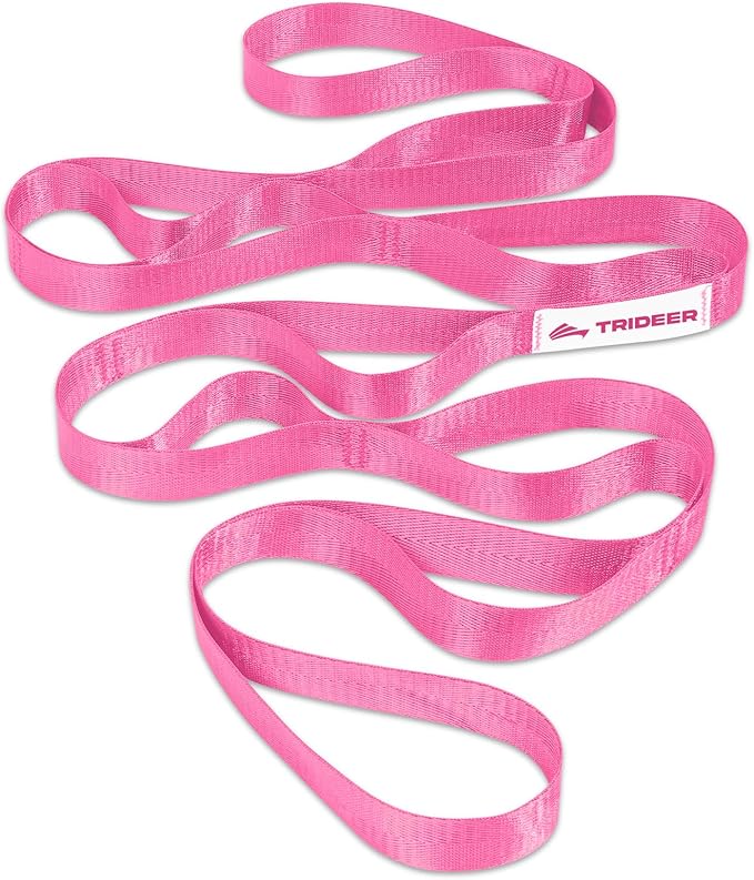 Trideer Non-Elastic Stretching Strap with Loops for Physical Therapy & Rehab, Knee Hip Leg ROM Post-Surgery, Yoga Strap for Stretching, Leg Lifter Strap Mobility Aid, Hamstring Calf Back