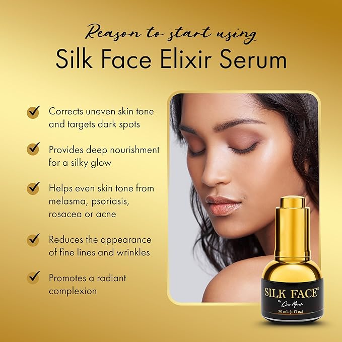 SILK FACE Elixir Serum by Coco March – Anti-Aging, Hydrating & Brightening Facial Moisturizer for Fine Line Reduction, Firming & Illuminating Skin Care with Peptides and Amino Acids, 30ml (1 Fl Oz)
