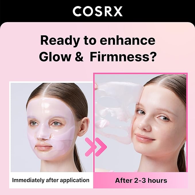 COSRX The Peptide Collagen Lifting Glow Hydrogel Face Masks Skincare 1 EA, Collagen Face Mask, Travel Essentials, Overnight Face Mask, Korean SkinCare