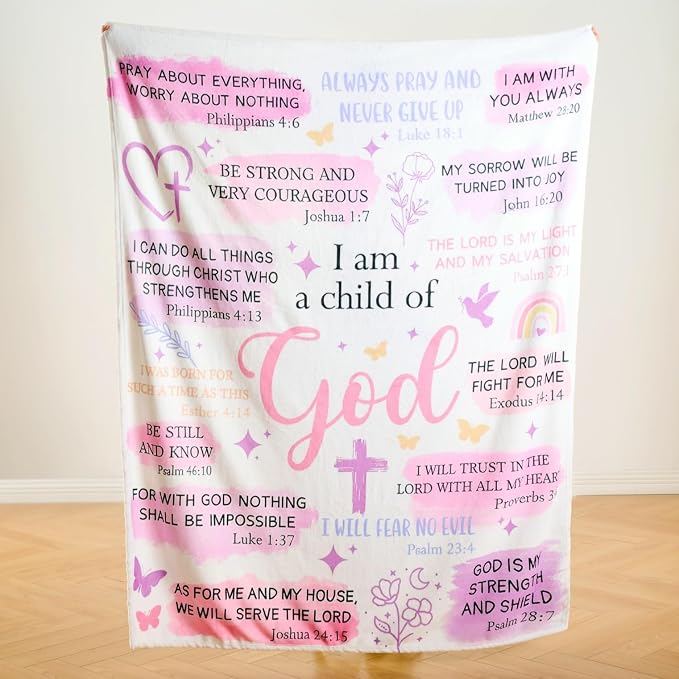 Christian Gifts for Women – “I Am a Child of God” Scripture Blanket with Bible Verses, Soft Fleece Religious Throw, Inspirational Faith Gift for Girls & Teens, Baptism, Birthday