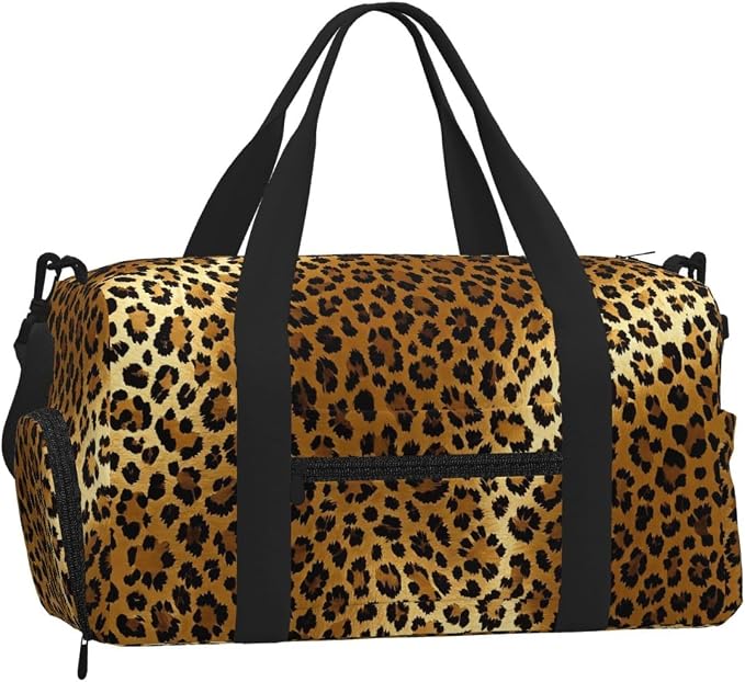 Fiokroo Sports Gym Bag Cheetah Leopard Animal Pattern Travel Duffel Bag For Men Women With Shoe Compartment Water Resistant Gym Bag Carry On Duffel Bag For Weekend Traveling Yoga Gym Sports